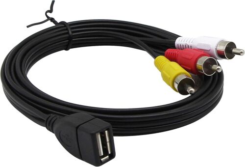 Câble USB vers 3RCA, USB 2.0 femelle type A vers 3 prises RCA mâle, câble adaptateur audio vidéo AV composite pour TV/Mac/PC, 1,5 m