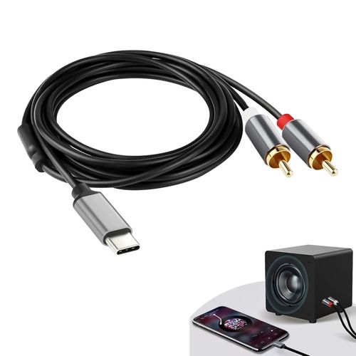 TIANYI-Câble 2 RCA USB C, Adaptateur USB C vers 2 RCA Mâle Audio Stéréo, Adaptateur USB C RCA Numérique Auxiliaire Compatible avec iPhone 15 iPad Huawei Enceintes Amplificateur Home Cinéma TV Voiture