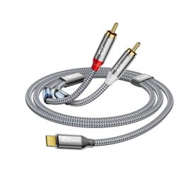 Câble audio USB C vers RCA, 1,2 m, type C vers 2 RCA, avec anneau magnétique, compatible avec iPhone 15, home cinéma, DVD, amplificateur, haut-parleur, radio de voiture