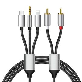 Câble RCA pour iPhone,câble audio type C vers 2RCA,RCA vers jack 3,5,câble Lightning vers RCA (câble audio 3 en 1),compatible avec iPhone,Samsung Galaxy,Huawei,pour voiture,home cinéma