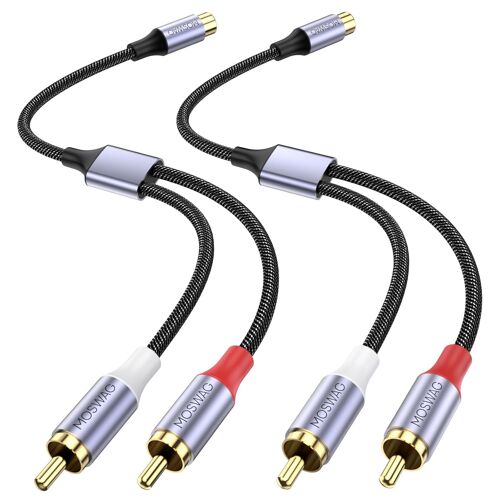 RCA Splitter 1 Femelle 2 Mâle 2 Pack, Câble Audio Vidéo Adaptateur Y Pour Amplificateur, Console de Jeu, Lecteur CD, Subwoofer, Home Cinéma, HDTV