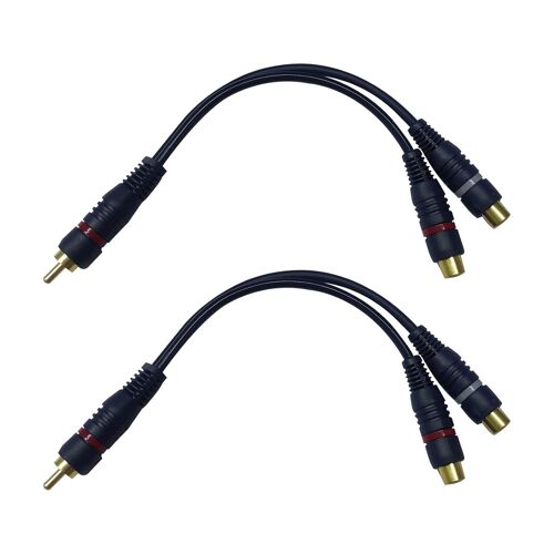 Câble RCA Répartiteur Audio Adaptateur Câble Y Cinch,RCA Double, Cable RCA Jack Mâle,Cable Audio RCA,1 Mâle à 2 Femelle RCA Câble,Raccord RCA Femelle Femelle,Câbles RCA(RCA Y Câble, 2pack, Bleu)