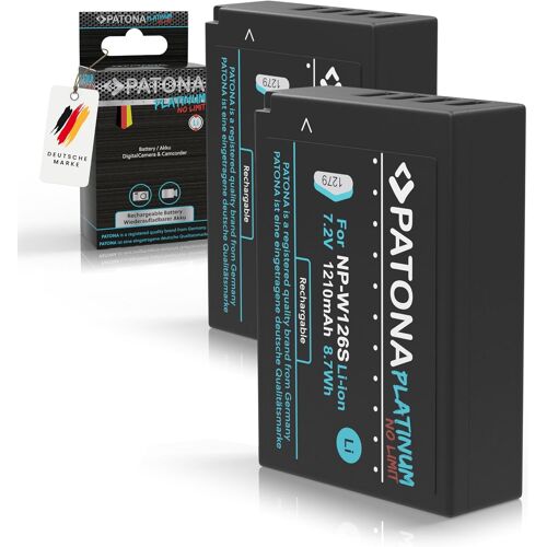 2X Platinum NP-W126s Batterie 1210mAh Compatible avec Fuji Fujifilm XM5 X100F X100V X100VI XA1 XA2 XA3 XA5 XS10 XT3 XT20 XT30 II XT5 XT50 X-M5 X-S10 X-T3 X-T50 NP W126s NPW126s NP-W126