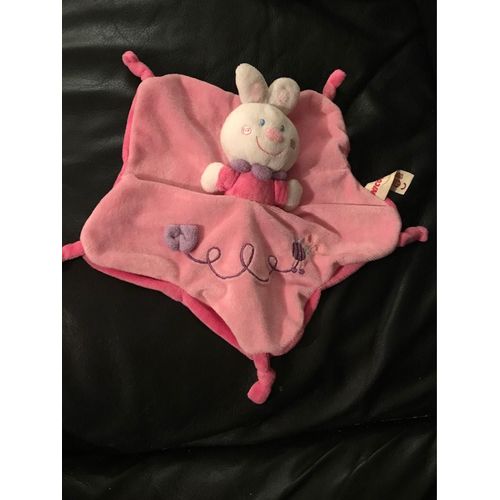 Doudou Plat Lapin Nicotoy Abeille Rose 26 Cm