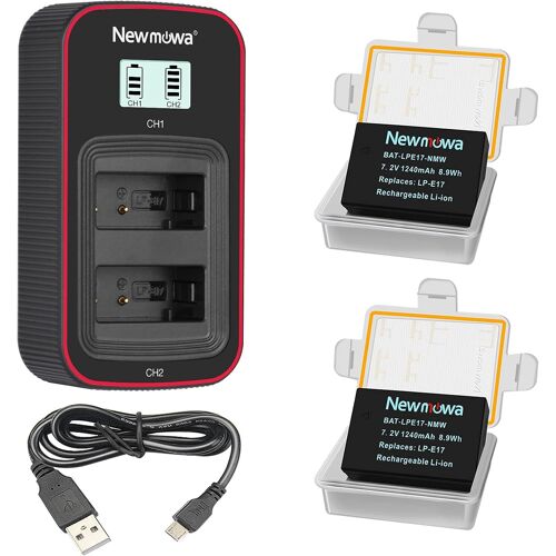 LP-E17 Batterie de Remplacement (Pack de 2) et écran LCD Intelligent Double Chargeur USB pour Canon LP-E17 Canon EOS M3 M5 M6 200D 250D 750D 760D 800D Rebel T6i T6s 8000D 9000D