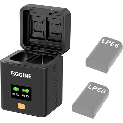 PS-LPE6 Dual USB-C Charger Case Box with PD Fast Charging for Canon LPE6/E6N/E6NH/E6P Battery