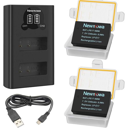 LP-E17 Batterie de Rechange (2 Paquets) et Chargeur Double Intelligent LED USB pour Canon LP-E17 et Canon EOS M3 M5 M6 200D 250D 750D 760D 800D Rebel SL3 T6i T6s 8000D Kiss X8i