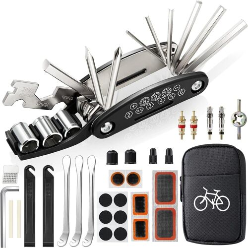 Subzonal-Kit Reparation Velo, Trousse Outils De Vélo, Outil Multifonction 16 En 1, Kit Crevaison Velo Avec 3 Levier Pneu Velo, Rustine Velo Accesoire Pour Bicyclette, Vtt, Cyclisme