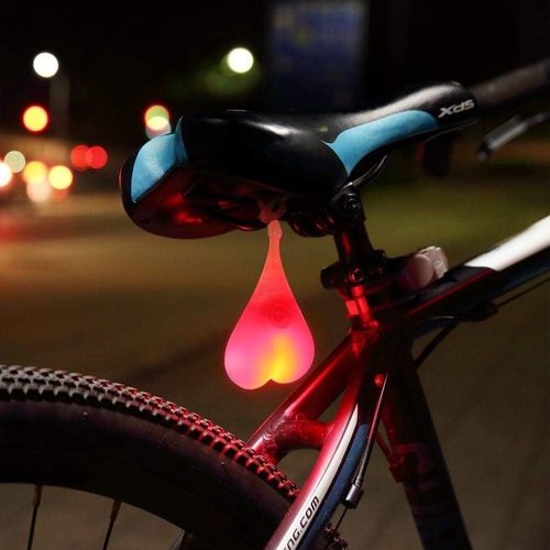 Asfasfq-Heart-Shaped Lumière Silicone Boules Vélo Vélo Feu Arrière Led Feux De Détresse Nuit Étanche Location Siège Lampe Oeuf,Feu Rouge