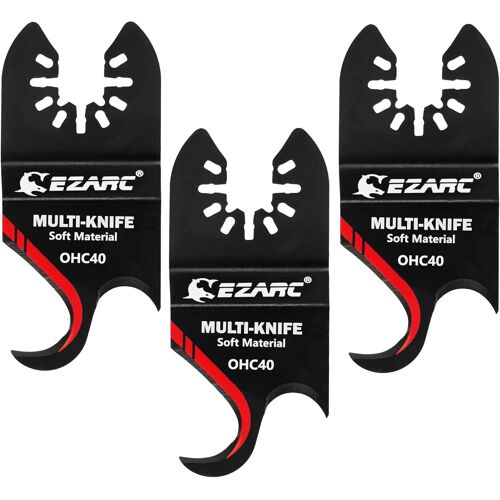 Lame de couteau à crochet oscillante multi-outils, 3 lames de scie multi-outils pour couper des matériaux souples, des bardeaux de toiture, des tapis en PVC et du carton