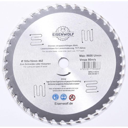 Lame de scie circulaire, 185 x 16 mm, à 40 dents