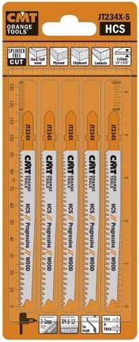 JT234 x -5 ¿ 5 Jig Saw Blades HCS 116 x 2 ¿ 3 x 8 ¿ 12TPI (Wood/Thin/Thick)
