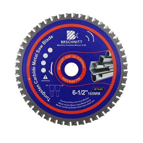 Lame Scie Circulaire Métal 6-1/2"165mm x 20 - Disque Coupe pour Métal 48T Arbor:20-15.875mm pour Acier Métal Acier Inoxydable Ferreux Tube D'acier