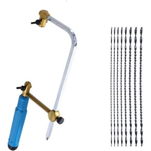 Scie à chantourner pour couper le bois, le plastique, le caoutchouc et le métal souple, 1 scie + 8 lames de scie