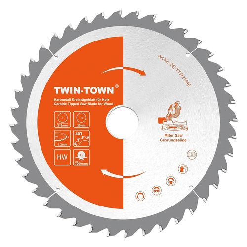Lame de scie circulaire Ø 216x 30 mm pour bois (Ø 216 x 30 x 1,2 mm, 40dents, accessoire de scie circulaire) - Dents en carbure - Convient pour bois tendre et dur