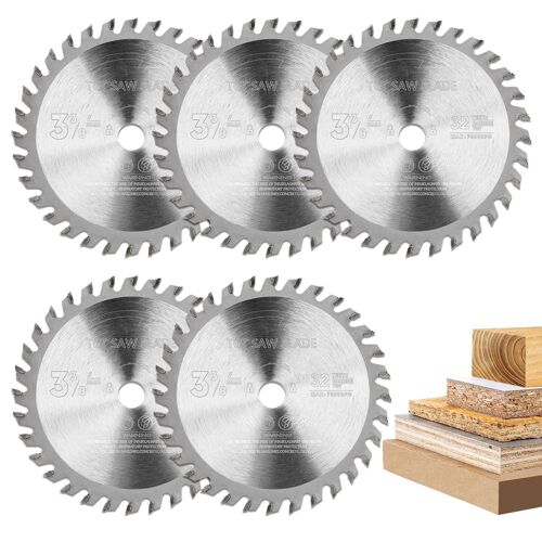 Lot de 5 lames de scie circulaire pour bois - 89 x 10 mm - 32 dents - Largeur de coupe : 1,7 mm - Convient pour les scies circulaires manuelles pour le traitement du bois dur, du bois tendre