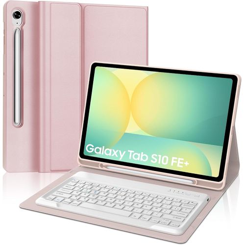 Clavier Pour Samsung Galaxy Tab S10 Fe+ Plus 13.1"" 2025, Étui Clavier Pour Samsung Tab S10 Fe Plus Magnétique Détachable Bluetooth Français Azerty Layout, Rose