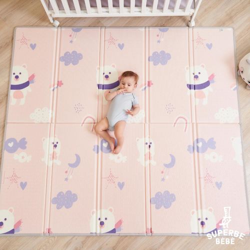 Tapis D'éveil En Mousse, Épais Et Pliable Pour Enfants - 180 X 150 X 1 Cm - Pink Panda | Superbe Bebe