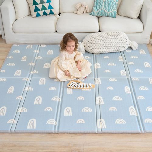 Tapis D'éveil En Mousse, Épais Et Pliable Pour Enfants - 180 X 150 X 1 Cm - Rainbow Sky| Superbe Bebe