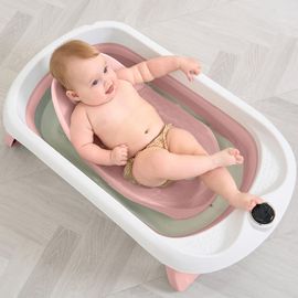 Baignoire Bébé Pliable - Thermomètre Et Transat Inclus - Leaf - Pink | Superbe Bebe