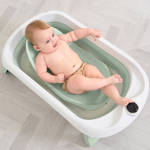 Baignoire Bébé Pliable - Thermomètre Et Transat Inclus - Leaf - Green | Superbe Bebe