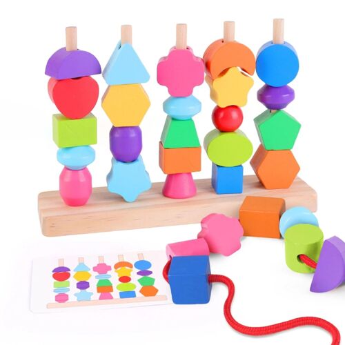 Formes en bois à empiler et trier - Jeu d'éveil | SUPERBE BEBE