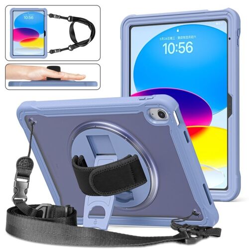 Coque Hybride Robuste Pour Ipad 11 11e Génération / 10.9 10e Génération 2022/2025 Avec Poignée Et Sangle - Gris Lavande
