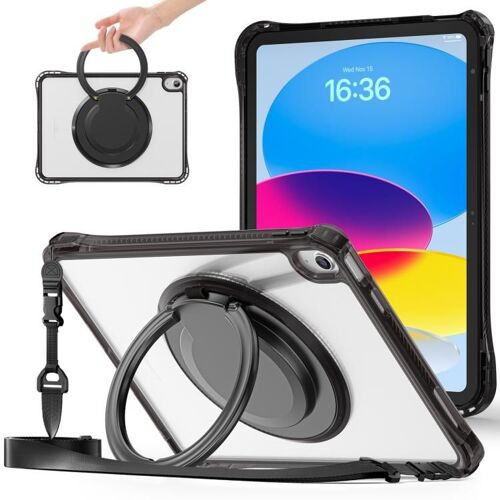 Coque Hybride Tpu Transparent Avec Poignée Rotative Pour Ipad 11 (11e Génération) Et 10,9 (10e Génération) 2022/2025 - Noir