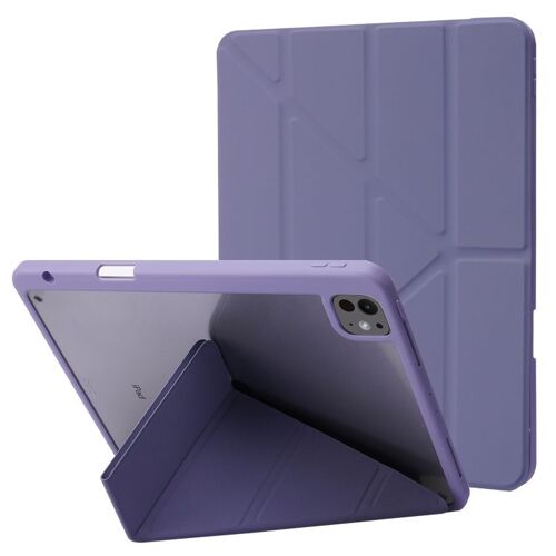Coque En Acrylique Transparent Et Cuir Pour Ipad Pro 11 2024 - Gris Lavande