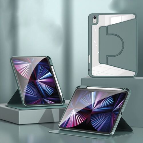Étui en cuir rotatif 2 en 1 en acrylique pour iPad Pro 11 2024 - Aiguille de pin verte