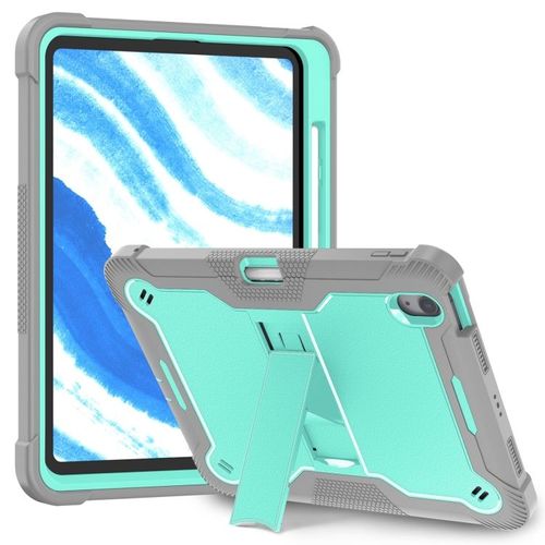 Coque Hybride En Silicone Et Pc Pour Ipad Air 11 2024 / Air 2022 10,9 - Antichoc Avec Support - Vert Menthe Et Gris