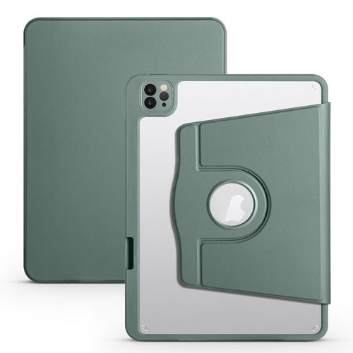 Housse En Cuir Pour Ipad Air 13 (2024/2025) Et Pro 12.9 (2022) Avec Rotation 360° - Vert Pin