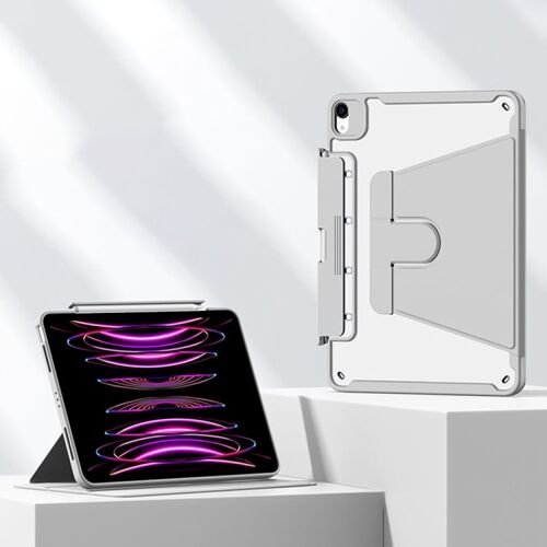 Housse En Cuir Détachable Et Rotative Pour Ipad Air 11 (2024) / Ipad Pro 11 (2022, 2021, 2020, 2018) - Gris