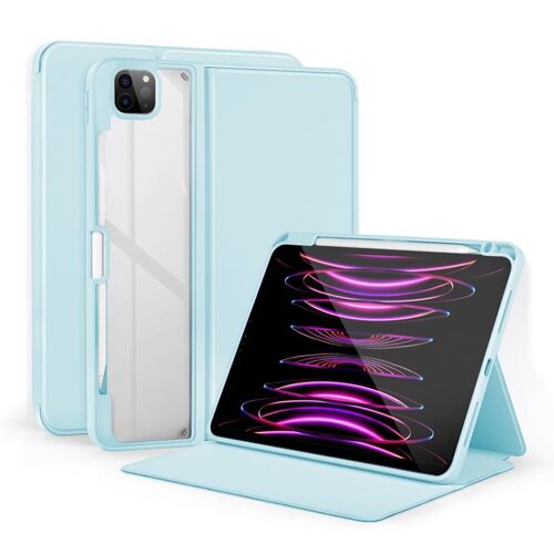 Étui En Cuir Acrylique Transparent 2 Plis Pour Ipad Air 13 2024 / Pro 12.9 2022 - Bleu Glacier