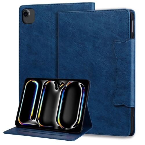 Housse En Cuir Pour Ipad Pro 12.9 (2022/2021/2020/2018) Avec Boucle En Chat - Bleu Royal
