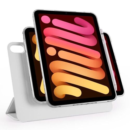 Étui Trifold Magnétique En Cuir Acrylique Pour Ipad Mini 2024 / Mini 6 - Gris