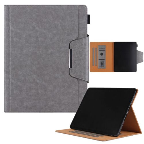Étui En Cuir Avec Boucle En Métal Pour Ipad Pro 13 2024 - Couleur Unie - Gris