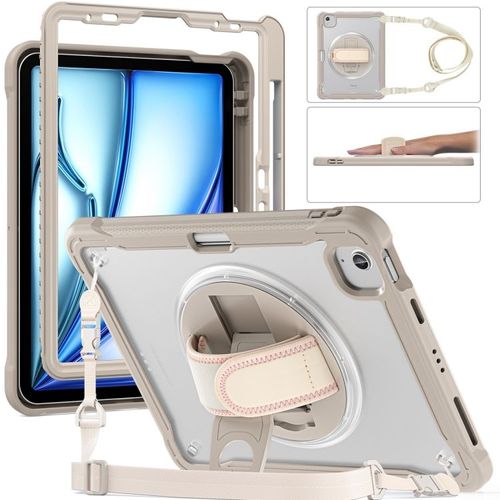Coque Hybride Robuste Pour Ipad Air 11 (2024/2025) Avec Poignée Et Sangle - Kaki