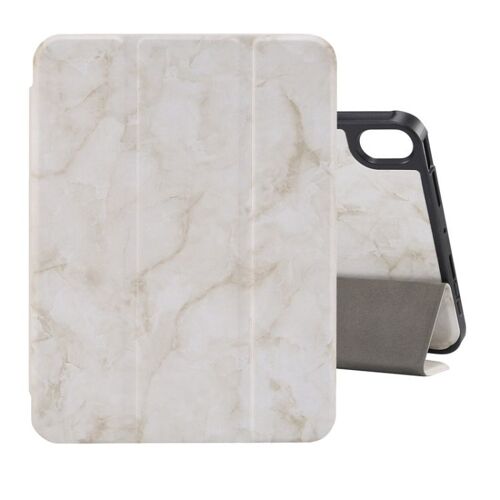 Étui En Cuir Avec Texture Marbrée Pour Ipad Mini 6 / Mini 2024, Support Pliable À 3 Volets Et Emplacement Pour Stylo. - Gris