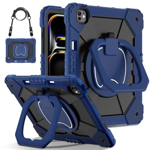 Coque Hybride En Silicone Pc Pour Ipad Pro 13 2024 - Couleurs Contrastées Robot - Marine Noir
