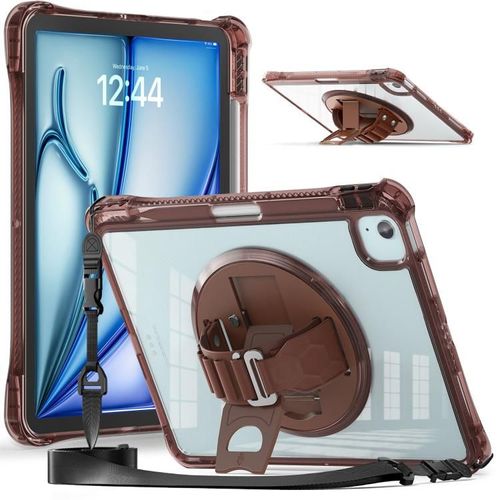 Coque Hybride Transparente Tpu Pour Ipad Air 11 (2024/2025) Et Pro 11 (2022) Avec Support Rotatif - Chocolat
