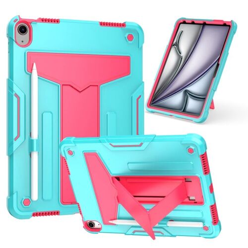 Housse En Silicone Hybride Pour Ipad Air 11 (2024/2025) - Support Robot - Menthe Rose Rouge