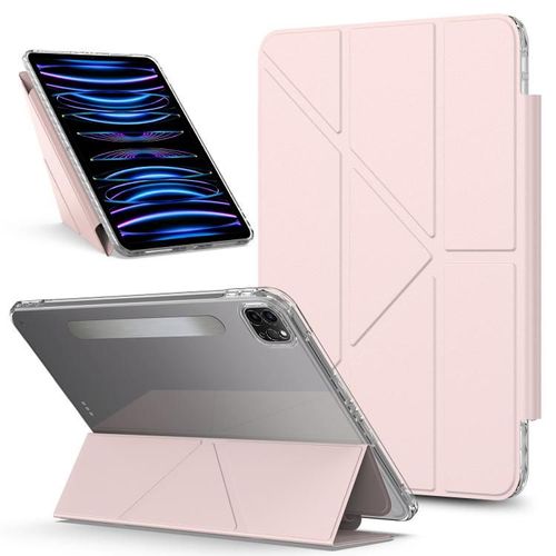 Housse En Cuir Détachable Pour Ipad Pro 12.9 (2020/2021/2022) Avec Support Pliable - Rose