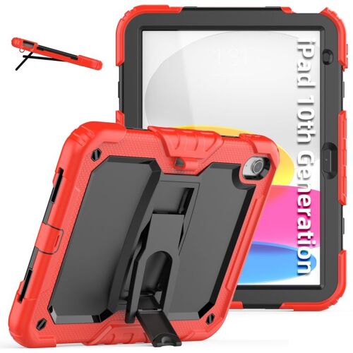 Coque Antichoc En Silicone + Pc Pour Ipad 11 11e Génération / 10,9 10e Génération 2022/2025 - Noir Et Rouge