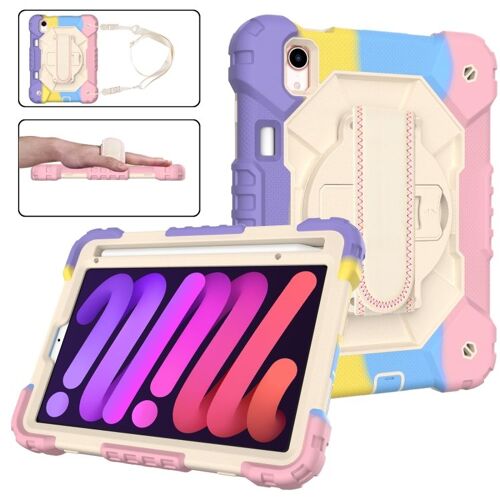 Coque En Silicone Et Pc Contrastée Pour Ipad Mini 2024 / Mini 6 Avec Bandoulière - Rose Coloré
