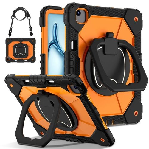 Coque Hybride En Silicone Pc Pour Ipad Air 13 (2024/2025) - Couleurs Contrastées - Noir Orange