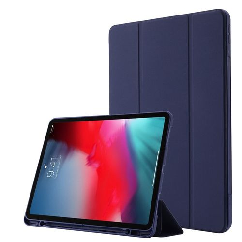 Housse En Cuir Tri-Fold Pour Ipad Air 13 (2024/2025) Et Ipad Pro 12.9 (2018-2022) - Bleu Foncé