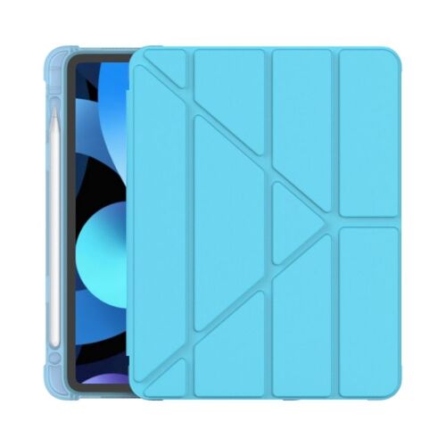 Housse En Cuir Mat Multi-Pli Pour Ipad Air 11 2024 / Air 2022 10.9 Avec Emplacement Pour Stylo - Bleu Ciel