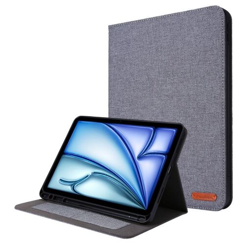 Housse En Cuir Et Tissu Pour Ipad Air 11 (2024/2025) - Gris