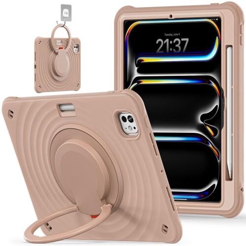 Housse Hybride En Silicone Pour Ipad Pro 11 2024 Avec Poignée Rotative - Café Léger